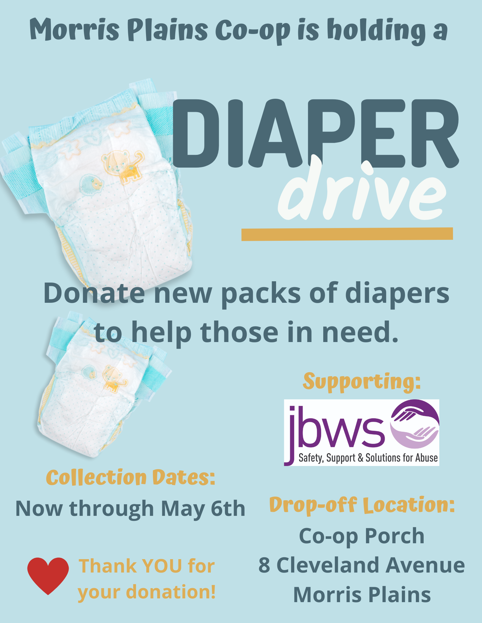 Diaper Drive for JBWS
